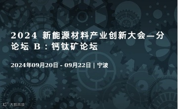 2024 新能源材料产业创新大会—分论坛 B：钙钛矿论坛