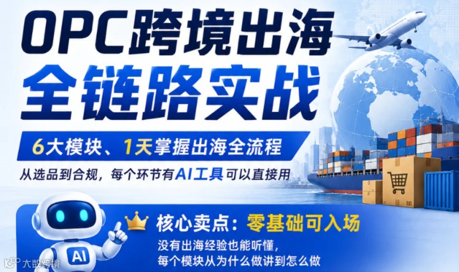 OPC跨境出海全链路实战——6大模块1天掌握