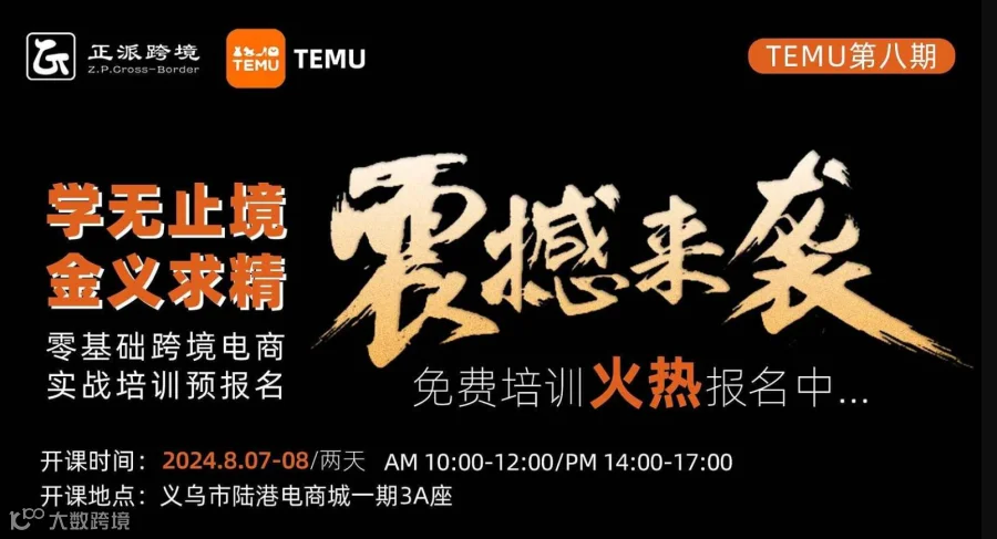 【TEMU】学无止境●金义求精 0基础跨境电商TEMU培训班第8期