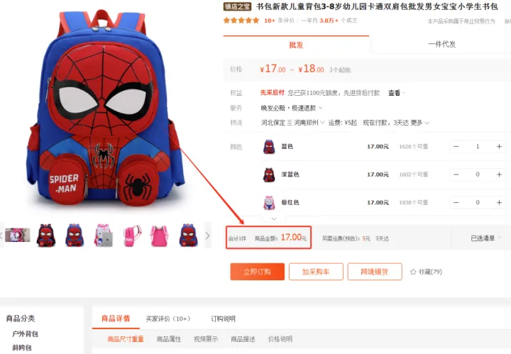 2024.08.21亚马逊选品推荐（仅供参考）：幼儿园卡通双肩包