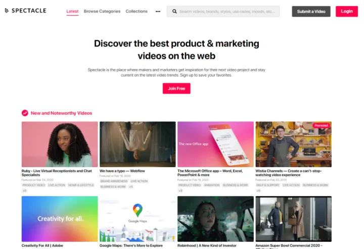 借助Spectacle探索网络上最好的营销视频