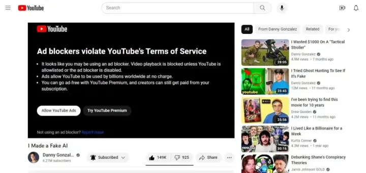 YouTube 加大对广告拦截器的打击力度