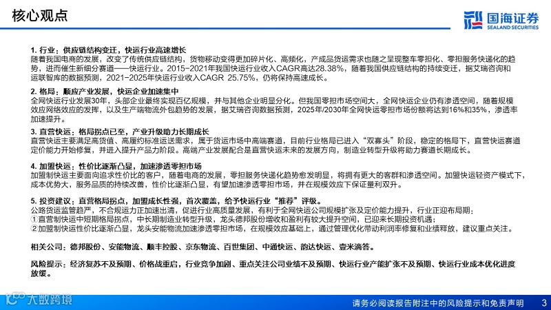 直营快运格局拐点已至，加盟快运性价比凸显
