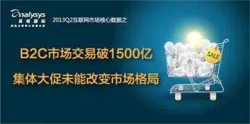 【核心数据】2013Q2B2C市场交易破1500亿 集体大促未能改变市场格局