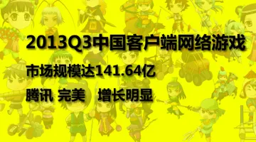 2013Q3中国客户端网络游戏市场规模达141.64亿 腾讯完美增长明显