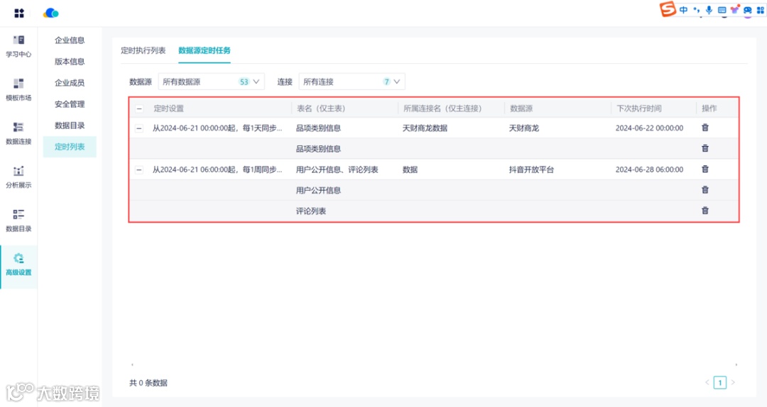 6月更新｜多个产品功能入口变动、数据源定时同步列表优化
