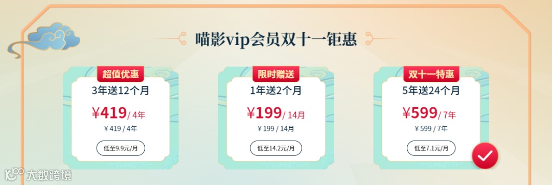 喵影VIP每月才7元,李佳琦看了都惊呼OMG