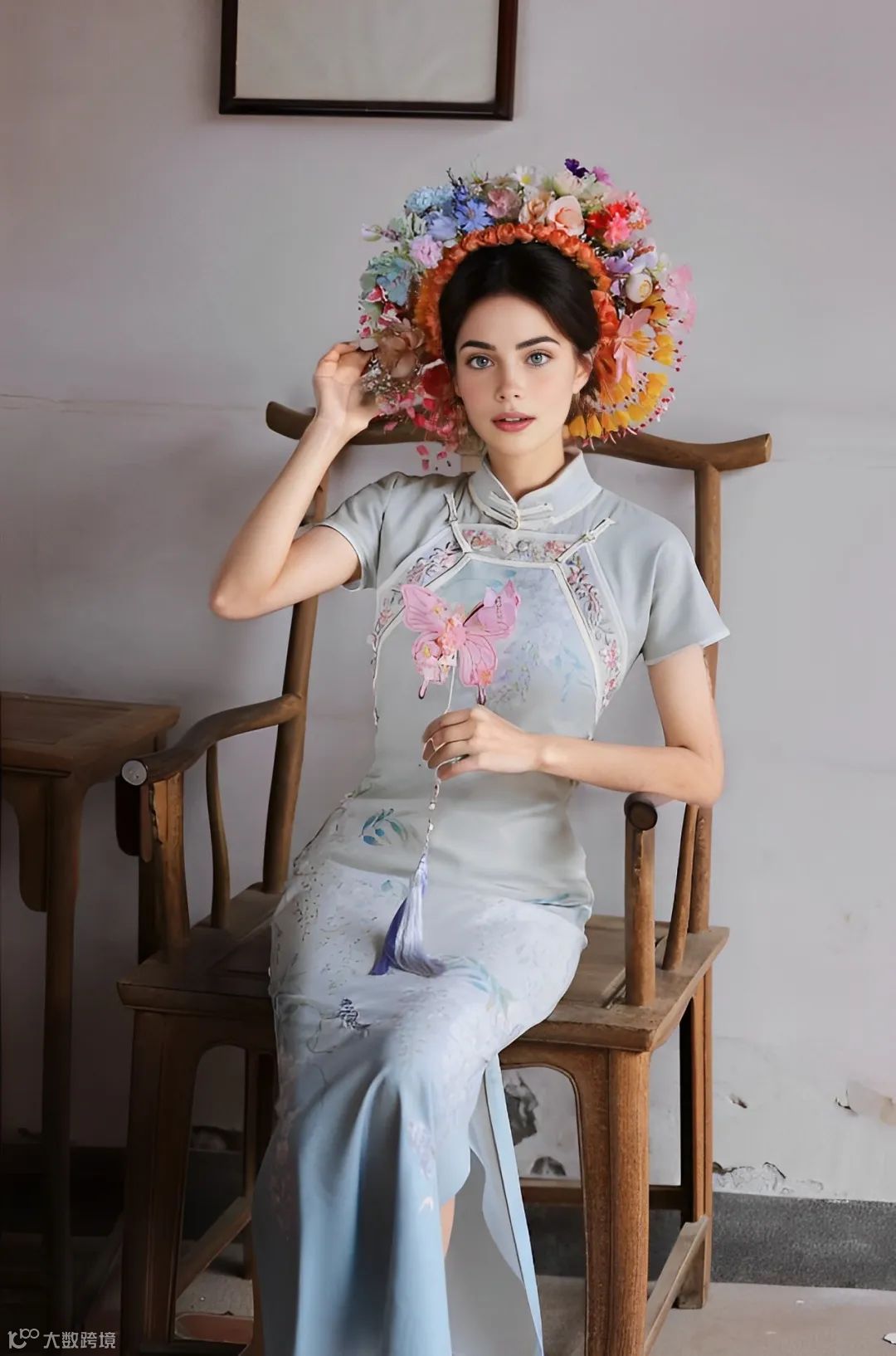 AI制作簪花模特：传统艺术的新生机