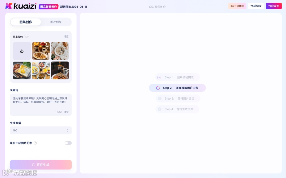 Kuaizi AIGC应用平台上新【图文智能创作】功能,AI高效创作批量小红书图文笔记
