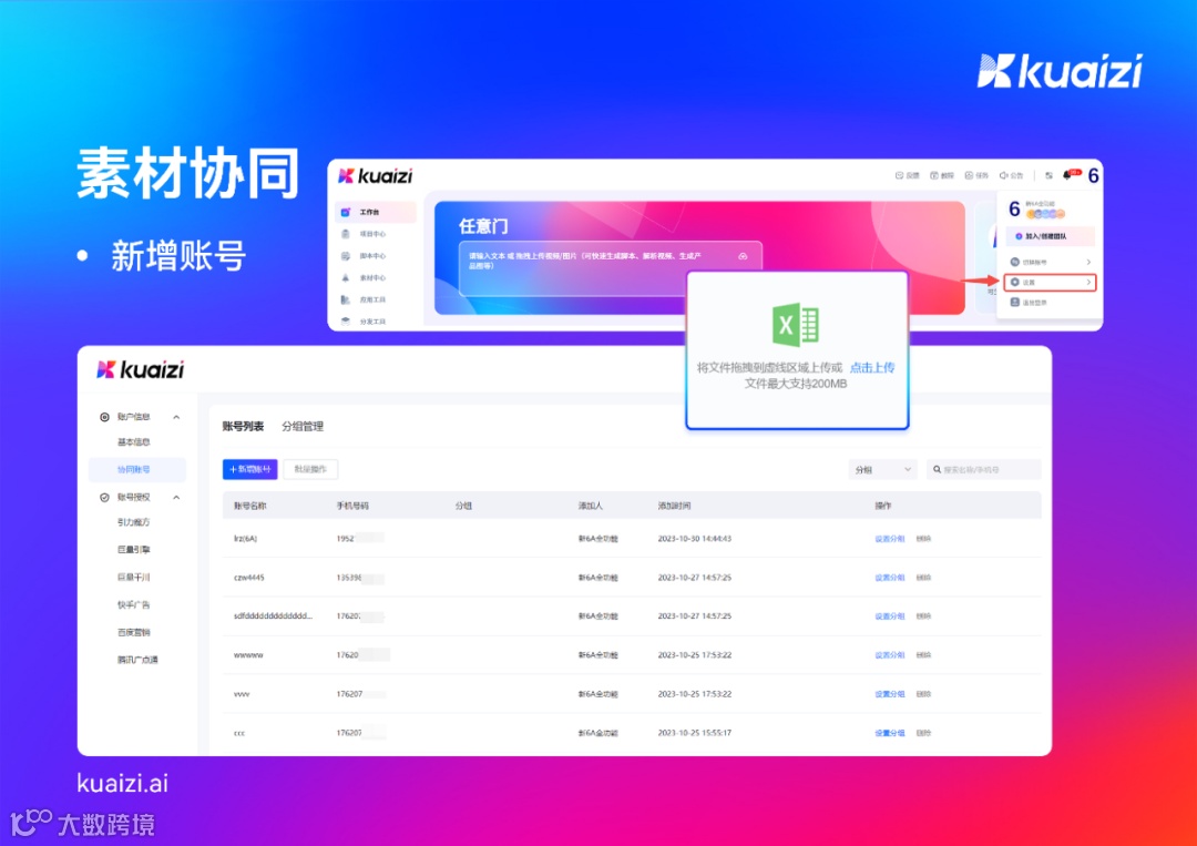 Kuaizi推出「素材协同」功能，助力多门店素材高效传输！