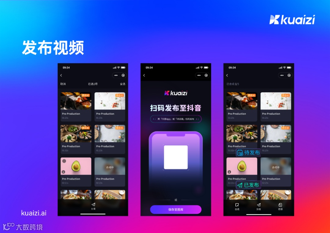 Kuaizi「团队协同AI一键成片」，进一步提高品牌连锁店视频创作和推广效率！