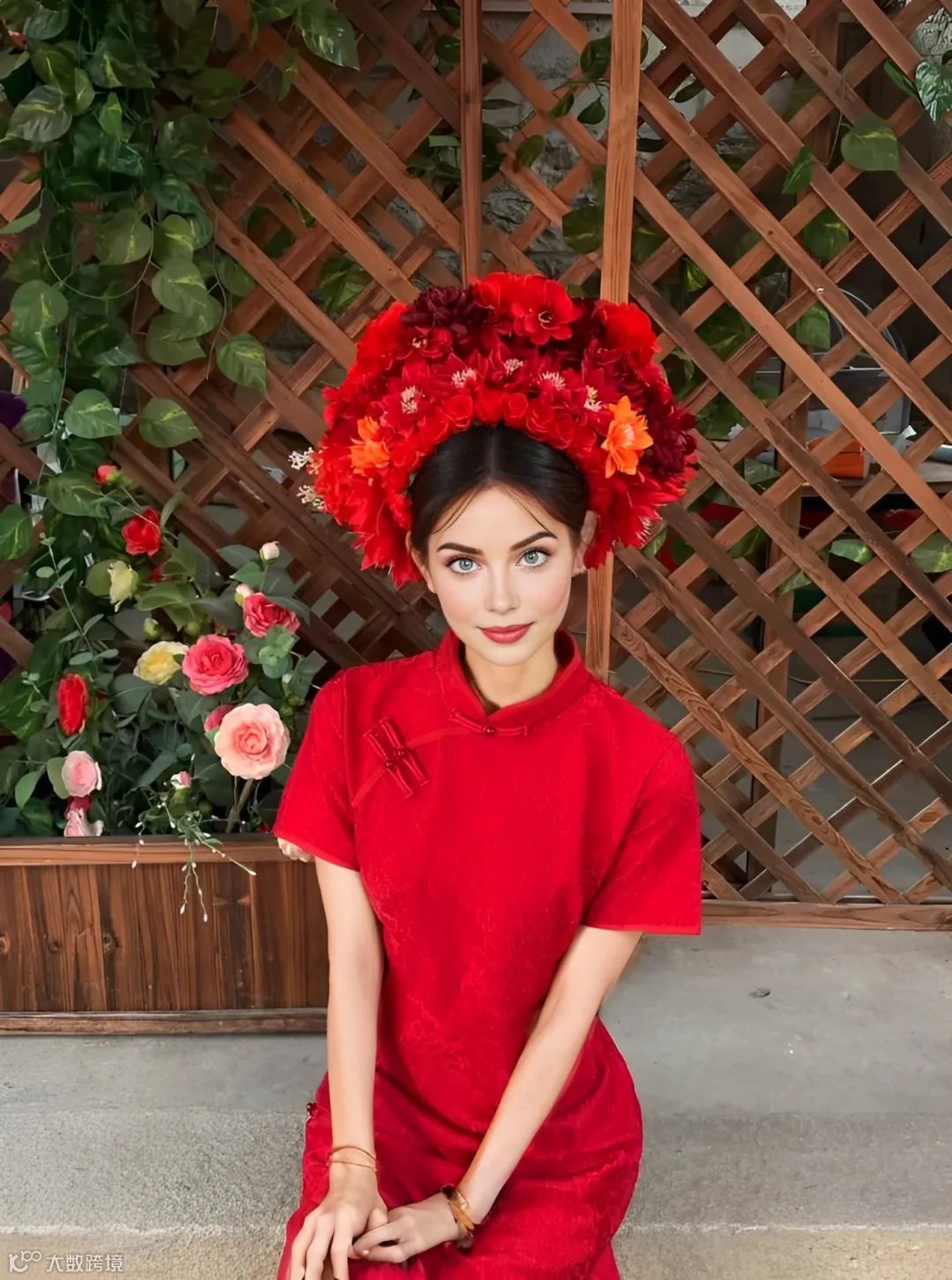 AI制作簪花模特：传统艺术的新生机