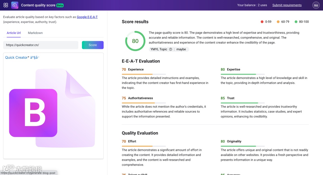 Google的EEAT能打分吗？能！