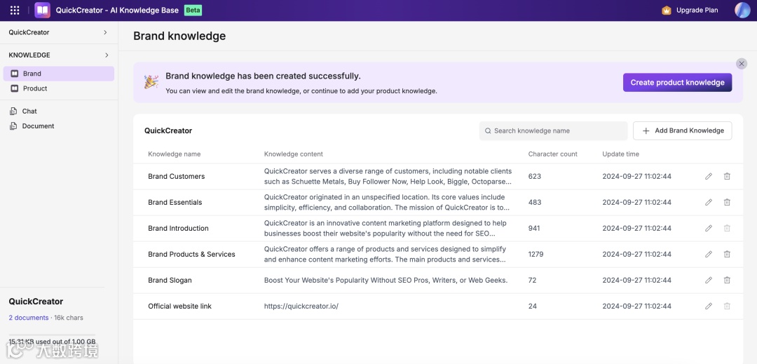 重要更新！QuickCreator企业知识库功能正式上线