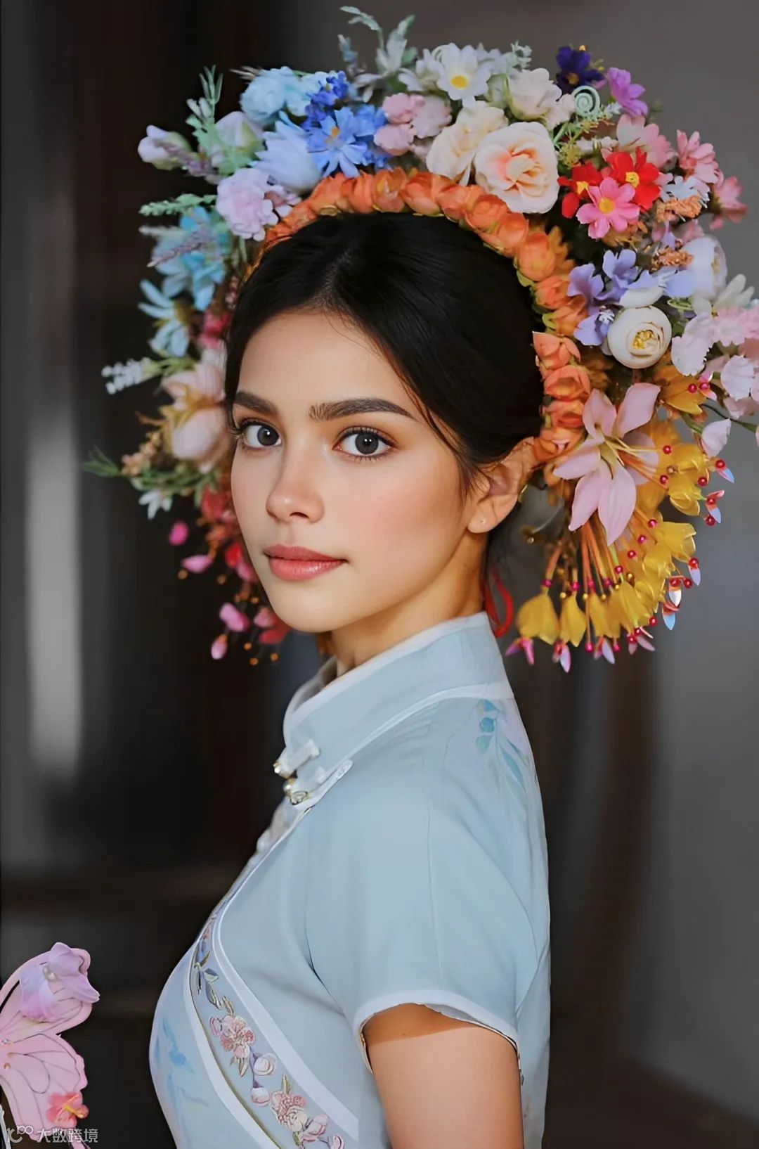 AI制作簪花模特：传统艺术的新生机