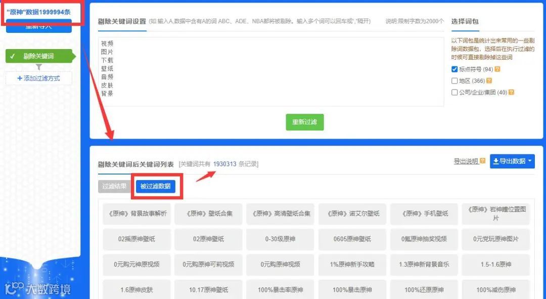 小红书抖音百万流量词，支持一键筛选过滤