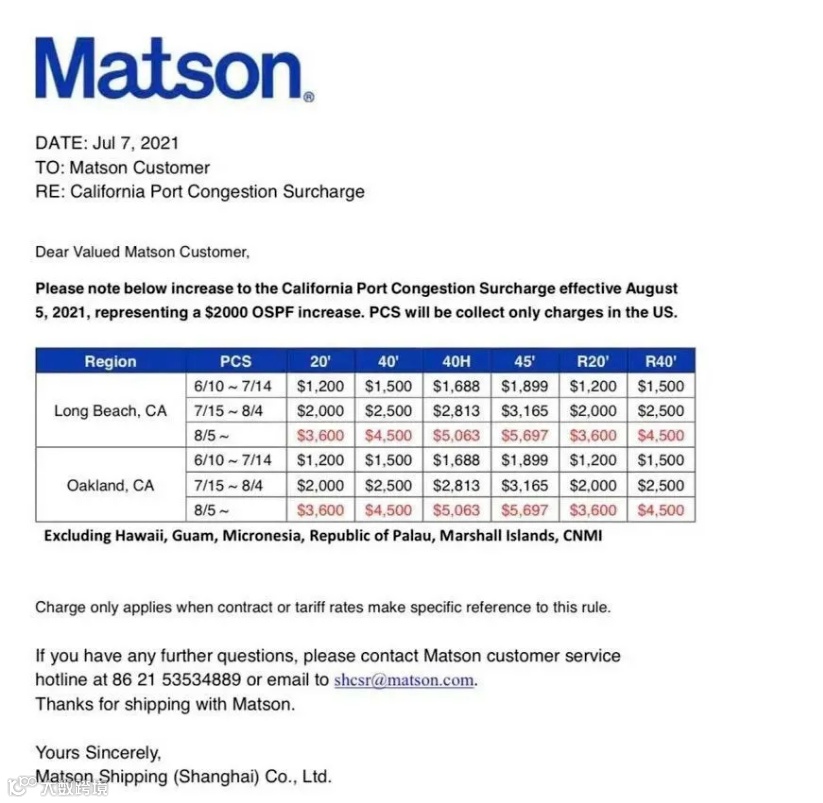 外贸资讯| 8月海运加收GRI、PSS、VAD、CGS等各种费！为了涨价，船公司拼了！