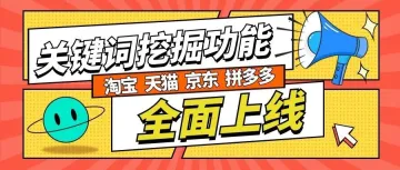 电商网站流量利器：淘宝、天猫、京东、拼多多关键词挖掘功能全面上线