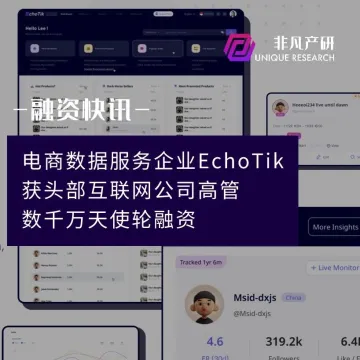 电商数据服务企业EchoTik获头部互联网公司高管数千万元天使轮融资