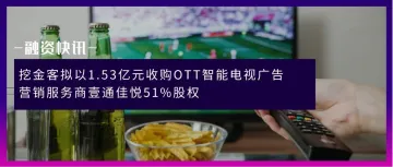 挖金客拟以1.53亿元收购OTT智能电视广告营销服务商壹通佳悦51%股权