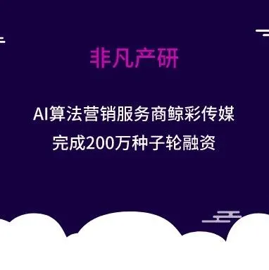 AI算法营销服务商鲸彩传媒完成200万种子轮融资