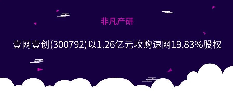 壹网壹创(300792)以1.26亿元收购速网19.83%股权_大数跨境｜跨境从业者专属的媒体平台