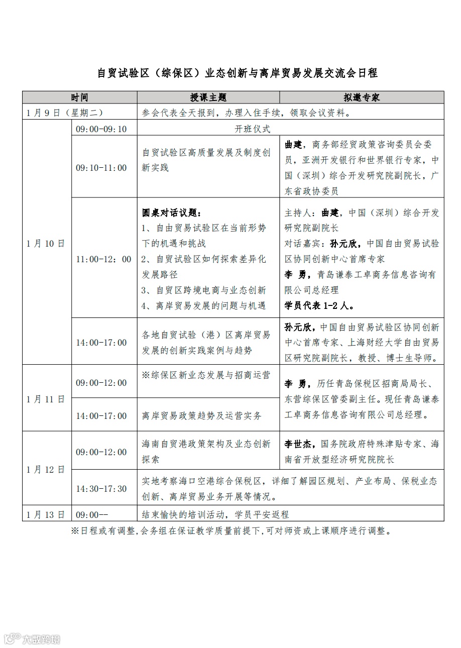关于举办自贸试验区(综保区)业态创新与离岸贸易发展交流会的通知