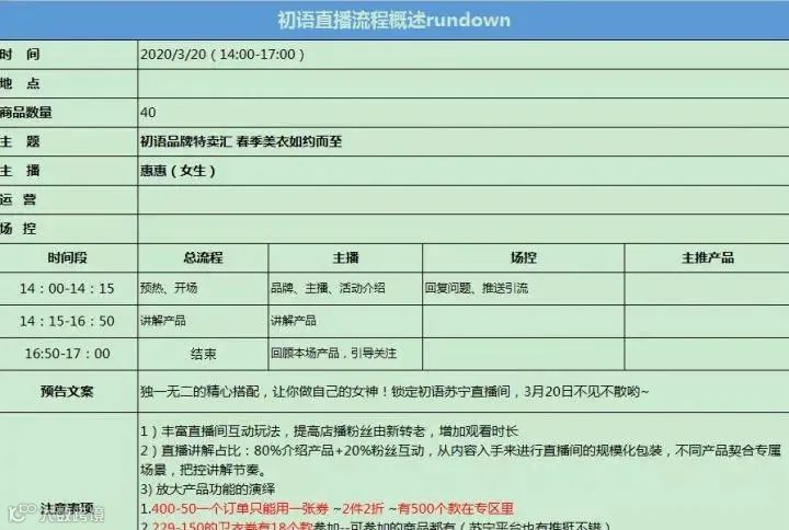 直播带货，条理清晰的直播脚本