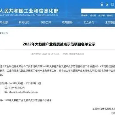 2022年大数据产业发展试点示范项目名单