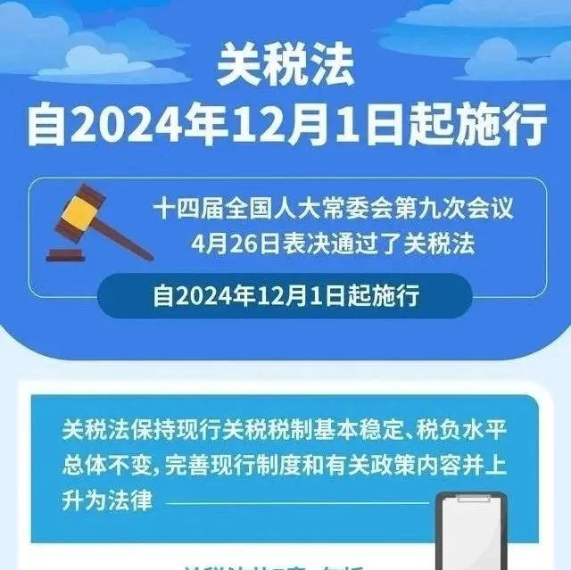 关税法自2024年12月1日起施行