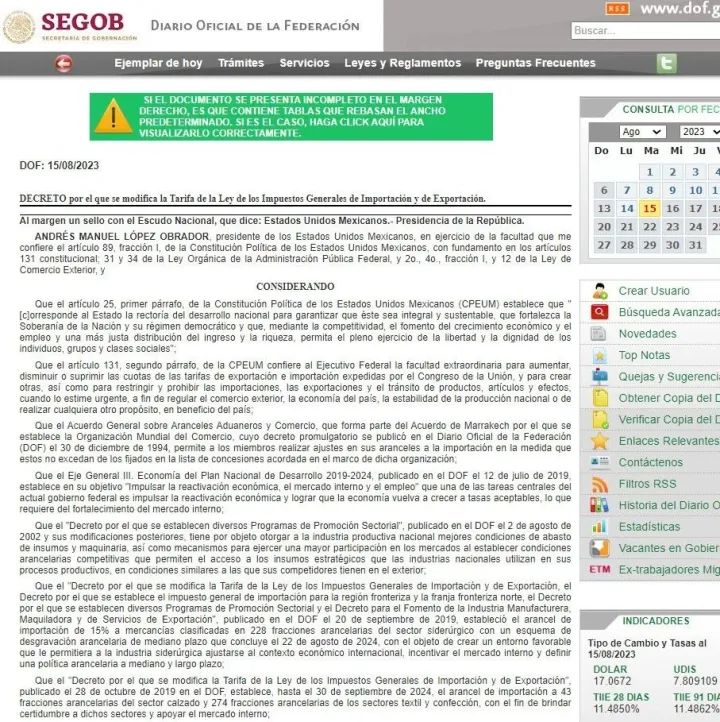 墨西哥上调进口关税！