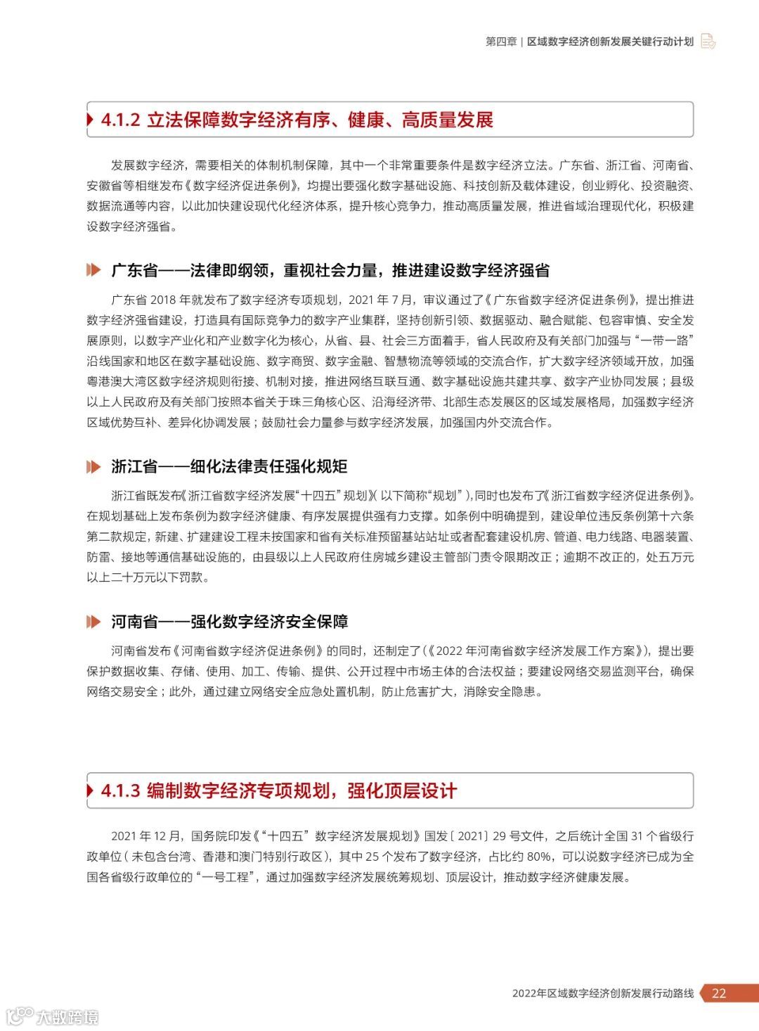 2022年区域数字经济创新发展行动路线