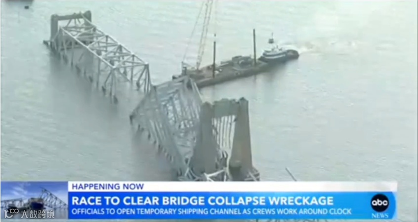 首艘驳船通过！巴尔的摩港临时通道开放