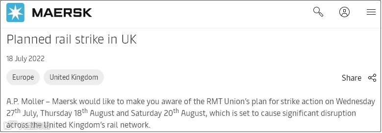 注意！卡车司机罢工封锁码头入口，4万名铁路工人计划进行三次罢工，船公司发布预警