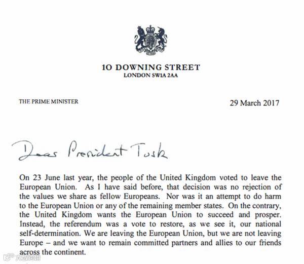 英国正式向欧盟提交退出欧盟信件,英国脱欧进入倒计时!