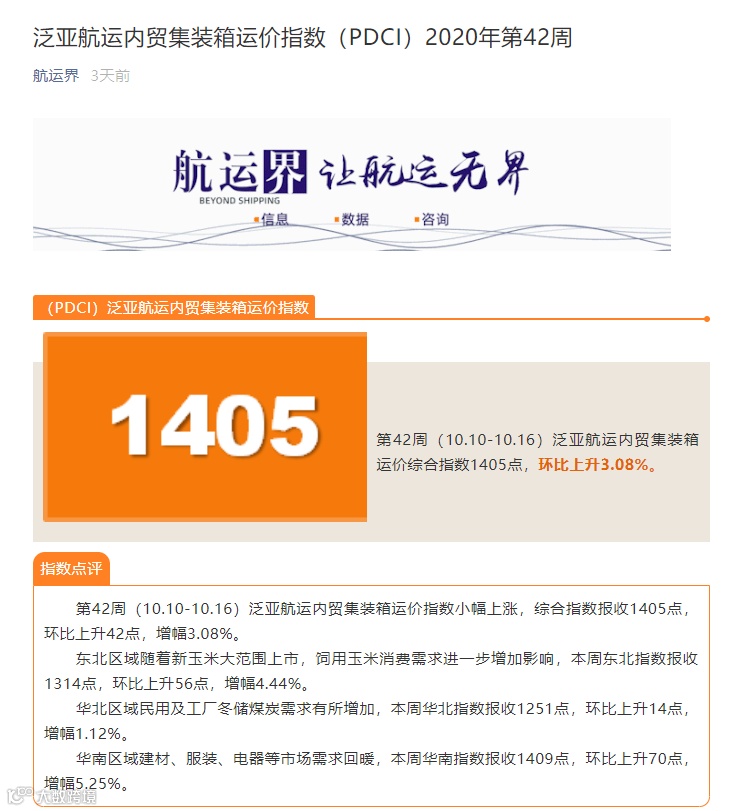 掌握内贸集运市场风向标，都在这个指数里了！