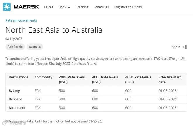 运价上涨?马士基、达飞等多家船公司调整FAK费率!