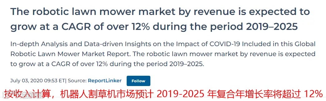 割草机器人热销！成庭院清理刚需