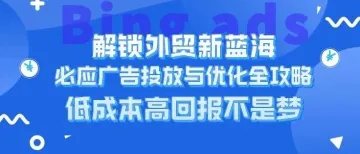 解锁外贸新蓝海:Bing Ads投放与优化全攻略,低成本高回报不是梦