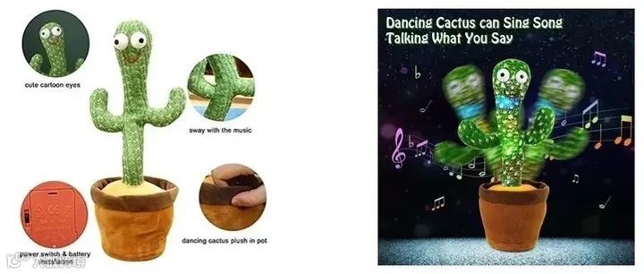 热销产品请注意，会跳舞的仙人掌23-cv-14383，屏风外观专利，和23-cv-14304桶装水瓶盖外观专利