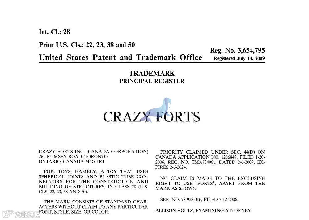 玩具品牌CRAZY FORTS疯狂堡垒发案,同时拥有商标和版权,案件号:22-cv-61047