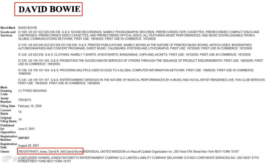 AMS律所已代理创作歌手 David Bowie!
