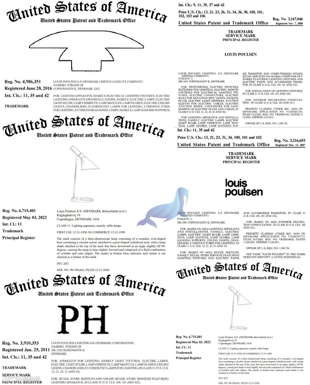 商标专利双维权，Flener 代理Louis Poulsen 灯具，案件号：23-cv-2807