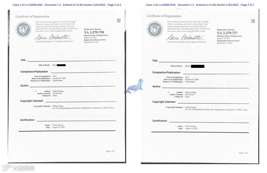 速看！African American girl 版权画已被代理，案件号：22-cv-23558