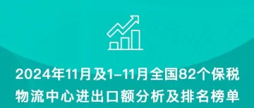 2024年11月及1-11月全国82个保税物流中心进出口额分析及排名榜单