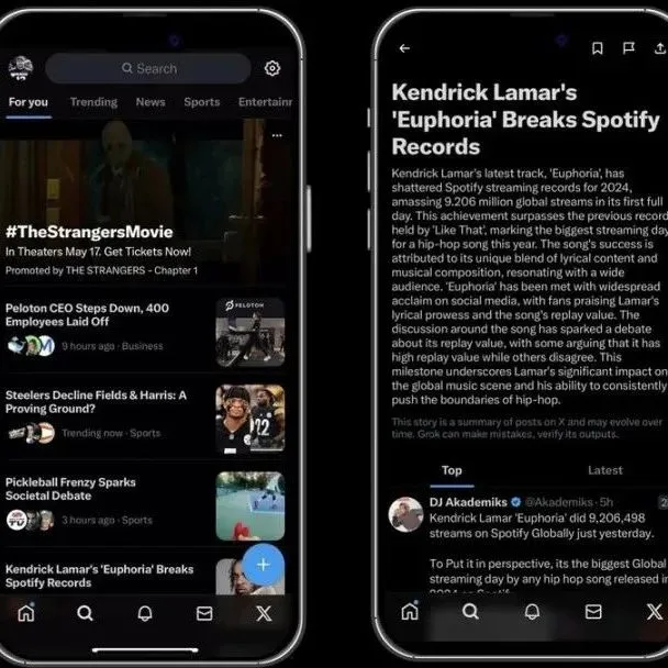 X推出基于Grok的新闻摘要功能，实现更高效更精准的内容推荐