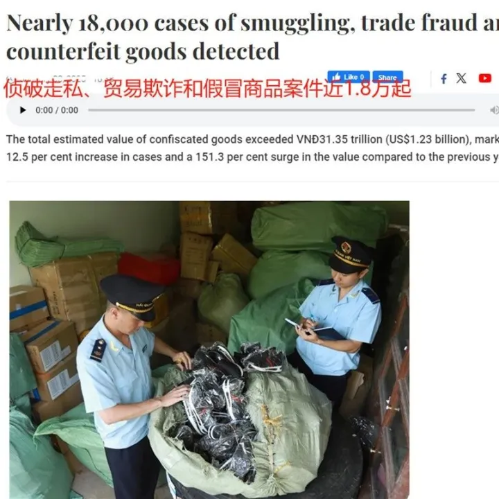 越南市场假货泛滥，超12亿美元非法商品被查获