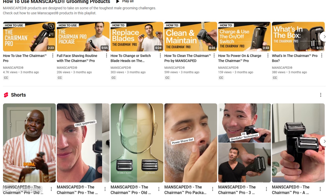Manscaped YouTube账号