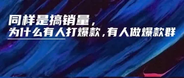 同样是搞销量,为什么有人打爆款,有人做爆款群?