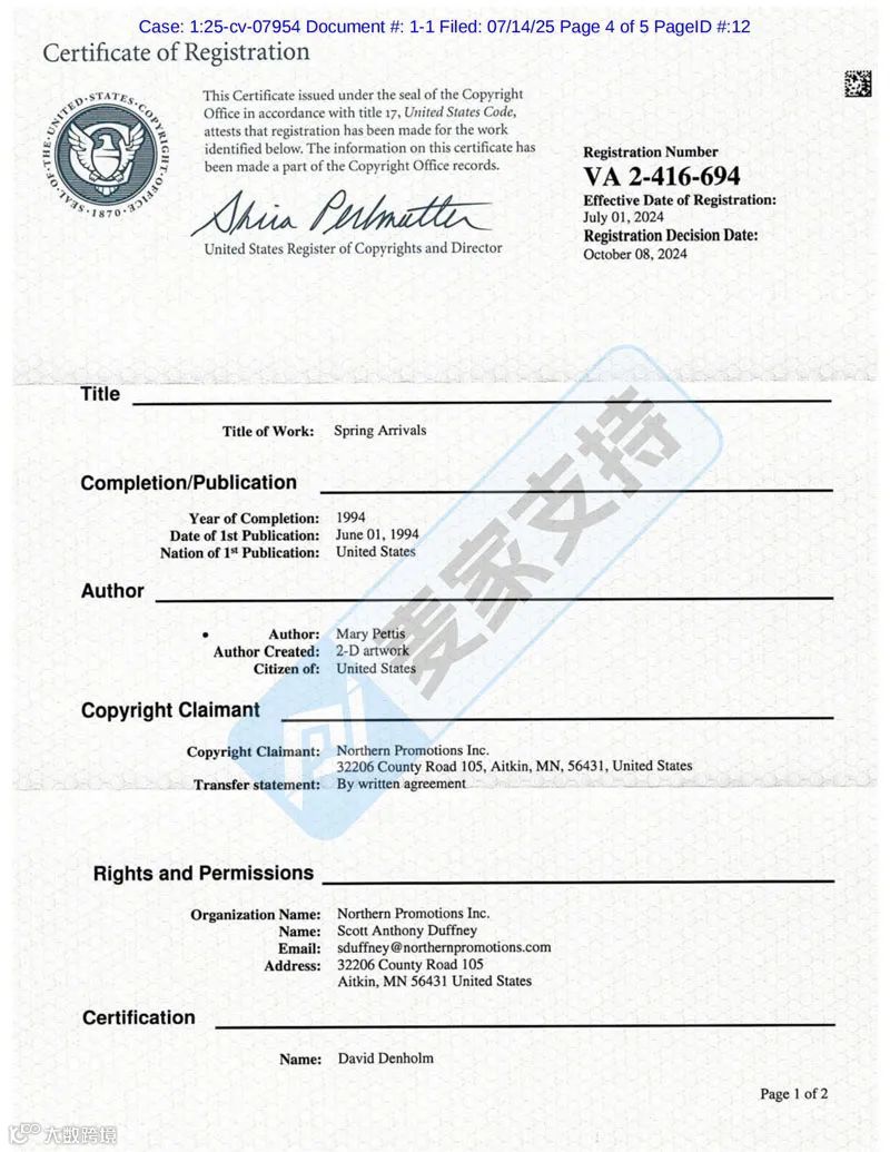 5-cv-07954,keith律所新案不断!野生动物艺术版权成TRO新靶标!"